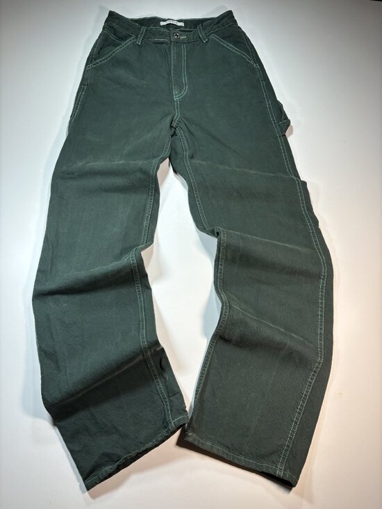 PacSun Pants - PacSun Green Cargo Pants Women's Size 26/28 Y2K Baggy Utility Contrast Stitch